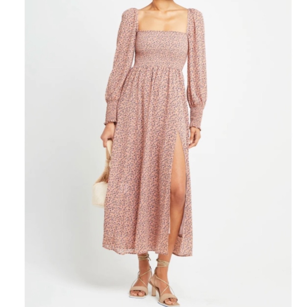 O.P.T. Smocked Square Neck Floral Maxi Dress